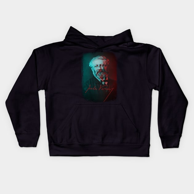 Science Fiction Visionary - Jules Verne Portrait 3 Kids Hoodie by EDDArt